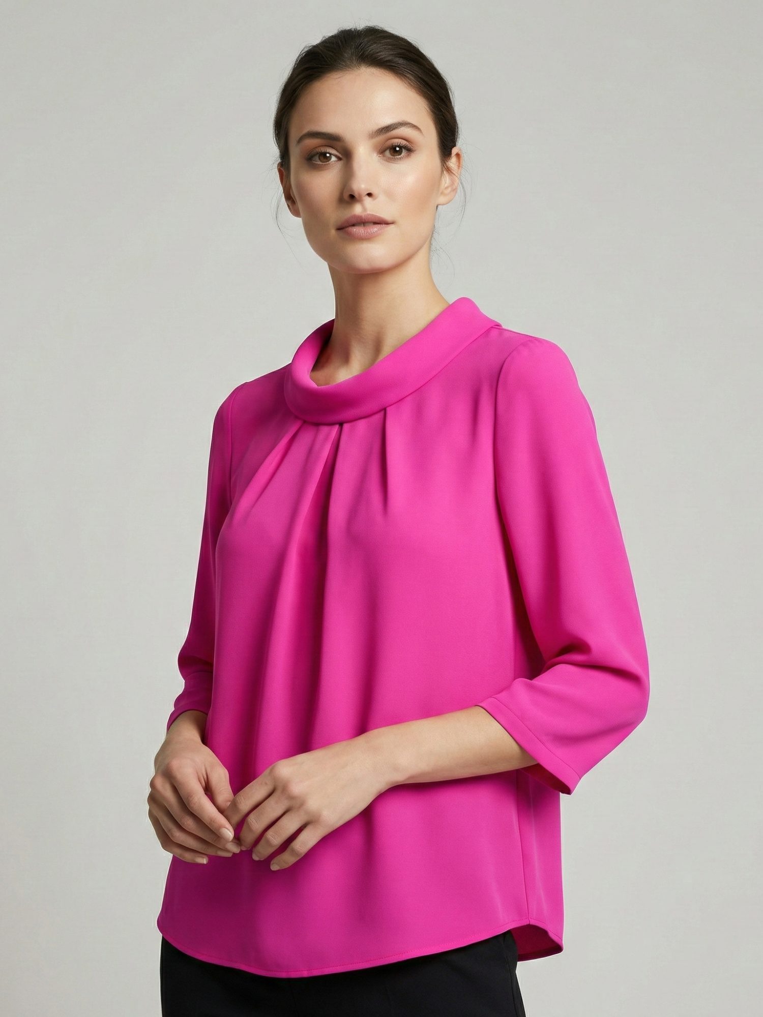 Blusa Fucsia con Cuello Caído
