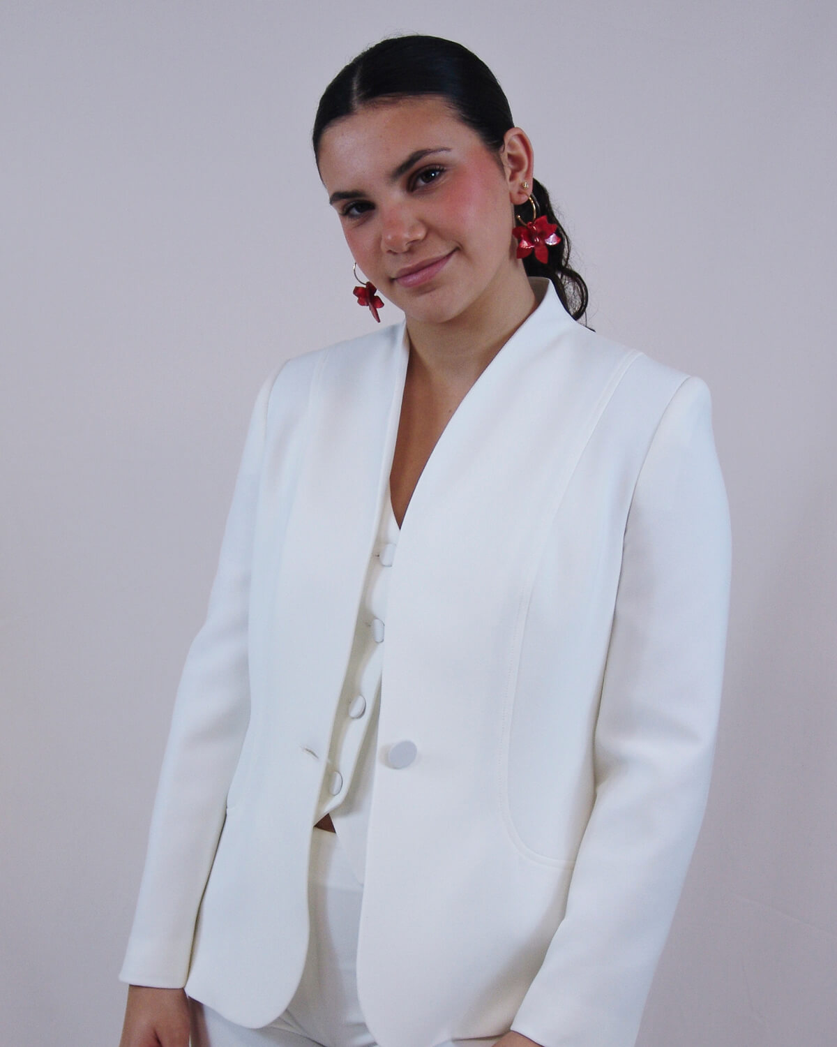 Chaqueta de traje en crepé elástico